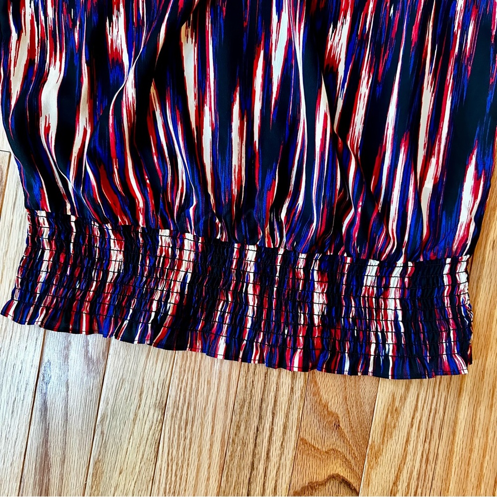 Michael Kors Red, Black, and Blue Striped Blouse - Picture 3 of 6